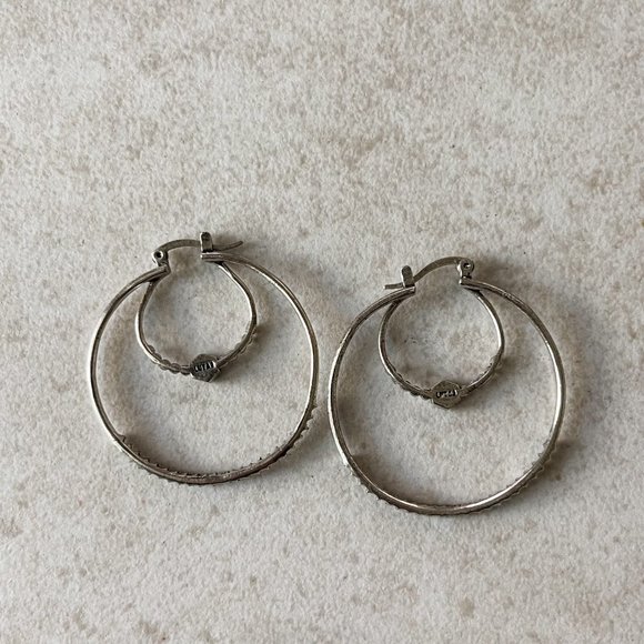 Luv Aj Silver Hoop Earrings - Picture 5 of 6
